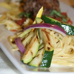 Pasta Bar: Grilled Vegetables over Linguini, Meatball Basil Marinara w/ Bowtie Pasta, Chicken Parmesan w/Asiago Alfredo Sauce