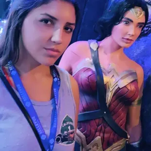 My Wonder Woman next to the full size Wonder Woman at Ashley's