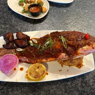 Red snapper - seasoned with just a hint of spice and cooked perfectly.