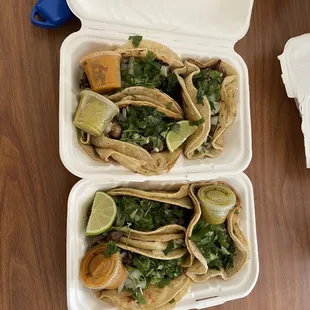 Carne asada and lengua tacos