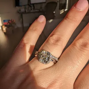 Engagement ring and wedding band