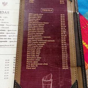 Drink menu