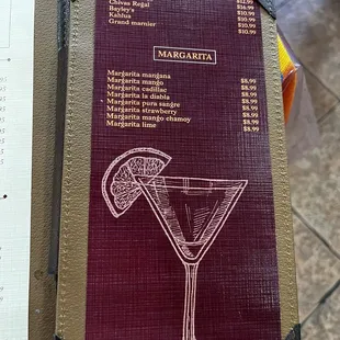 Drinks menu
