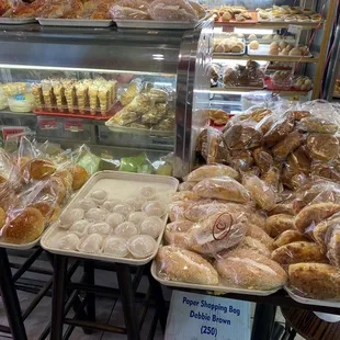 a variety of pastries on display