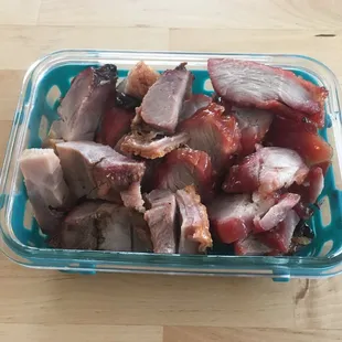 Roast Pork and BBQ Pork by the pound. They let me use my own to-go container.