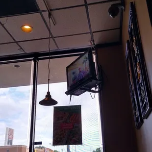 Small tv in the corner.