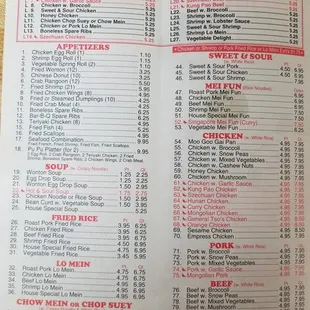 2nd half of menu