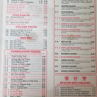 1st half of menu