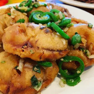 124. Salt and Pepper Eggplant with Pork Filling /