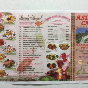 the menu of the restaurant