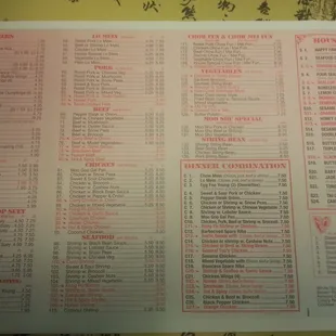 Menu back