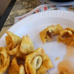 Wontons. Mostly wrap, scant pork, which didn&apos;t taste like pork.