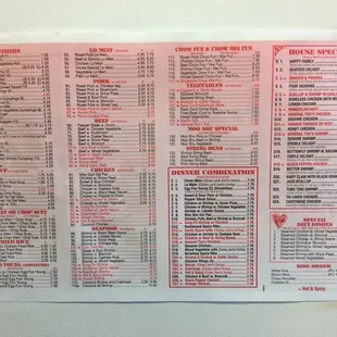 menu