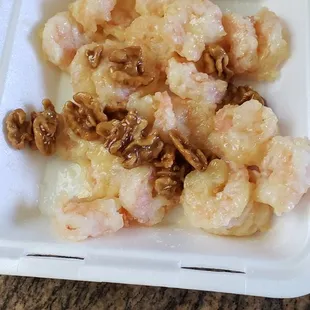 Not sure if there's breading on the shrimp or not but they are nasty