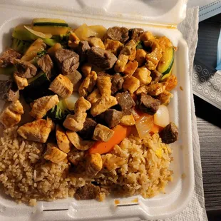 a takeout box of food