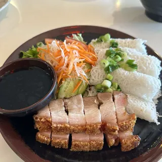 Steamed Rice Rolls w/ Crispy Pork Belly (Bnh Hi Heo Quay)