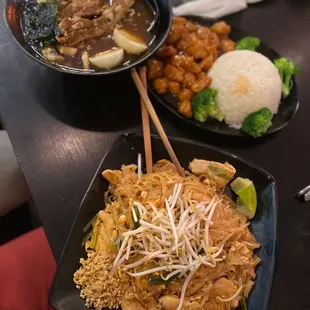 two plates of food on a table