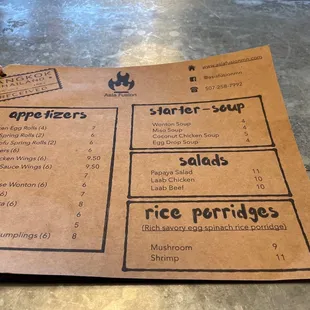 Menu starters