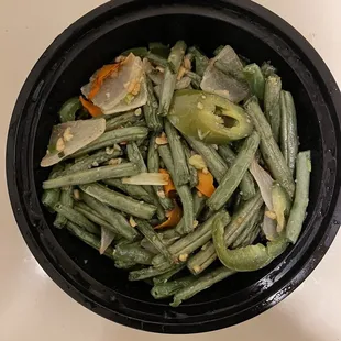Stir fried string beans with jalapeño