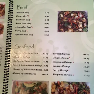 the menu of the restaurant