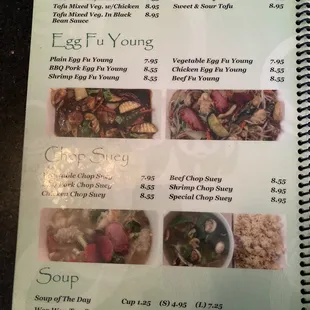 the menu of the restaurant
