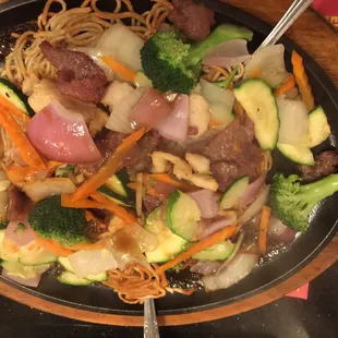 Sizzling pan fried noodles