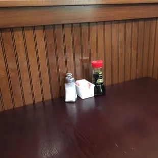 Table condiments at Asia Garden.