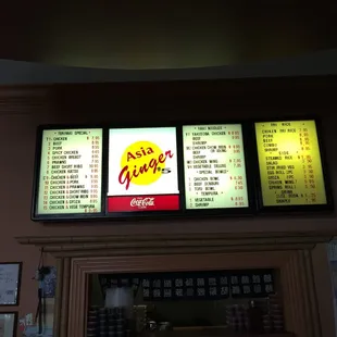 menus on the wall