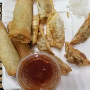 Gyoza and egg rolls