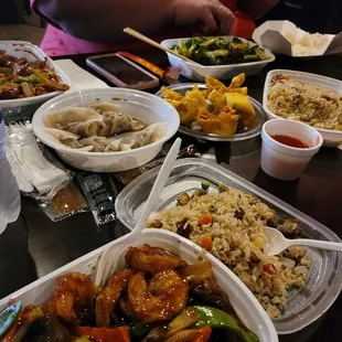 Food served in to go containers. All tasted good, not amazing.