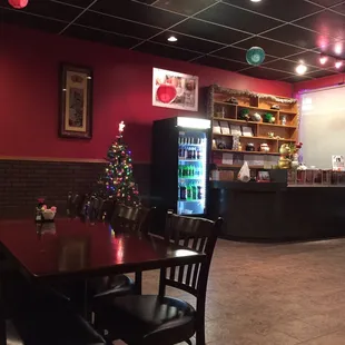 Inside. There are more tables but it's not shown. Great for big groups!