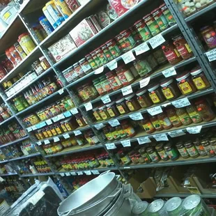 All types of pickles, chutneys, and sauces.