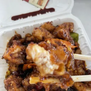 Disgusting dry, hard chicken that wasn&apos;t palatable or chewable.