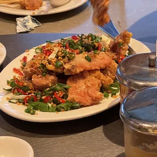 a plate of fried chicken