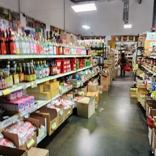 shelves of food and beverages