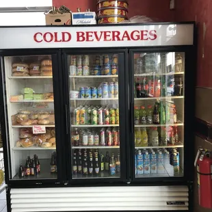 cold beverages on display