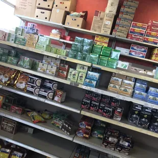 shelves of various foods