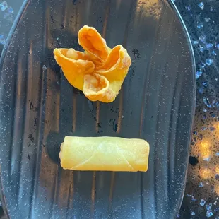 Crab Rangoon and a Spring Roll