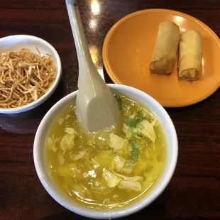 Egg Drop Soup and Vegetable Spring Rolls
