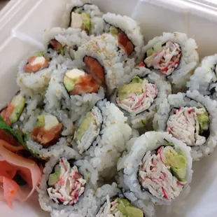California roll and Philadelphia roll to go