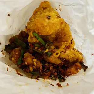 fried food in a paper bag
