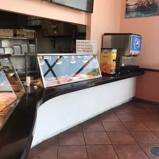 a display of food in a restaurant
