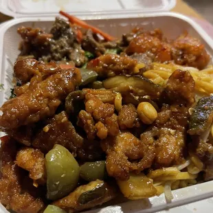 Three pick combo - kung pao, beef broccoli and orange chicken