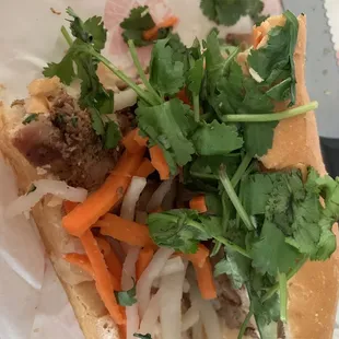 Grilled chicken banh mi- poorly put together