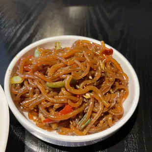 Japchae is salty but good with rice