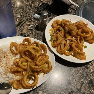 Extra spicy Calamari with steamed rice