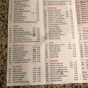 sushi and sashimi, menu