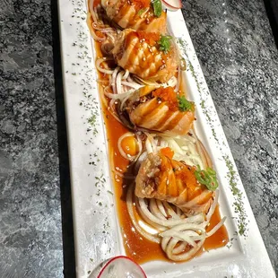 Sushi chef special menu baked salmon