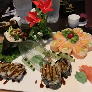 Beautiful presentation, Pink Lady Roll was great.  The spider roll was OK, but missing normal large claws.
