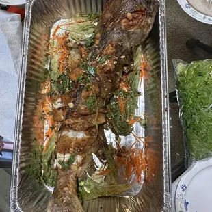 Whole fried catfish